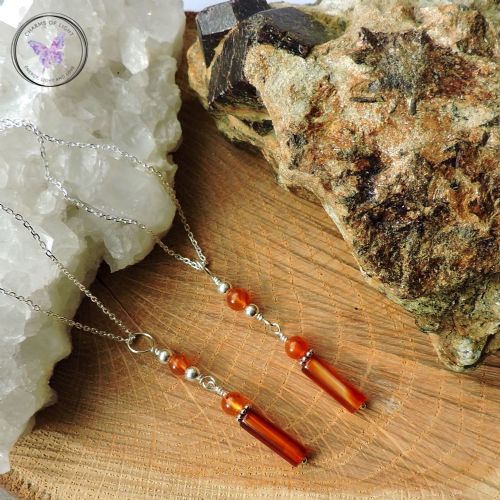 Carnelian Tube Healing Pendant Necklace